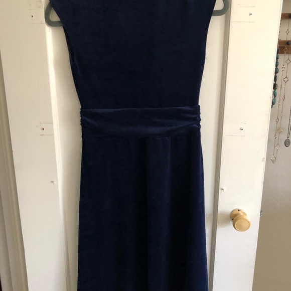 Dark Rich Blue Lesley Evers Velvet Dress - Picture 3 of 5